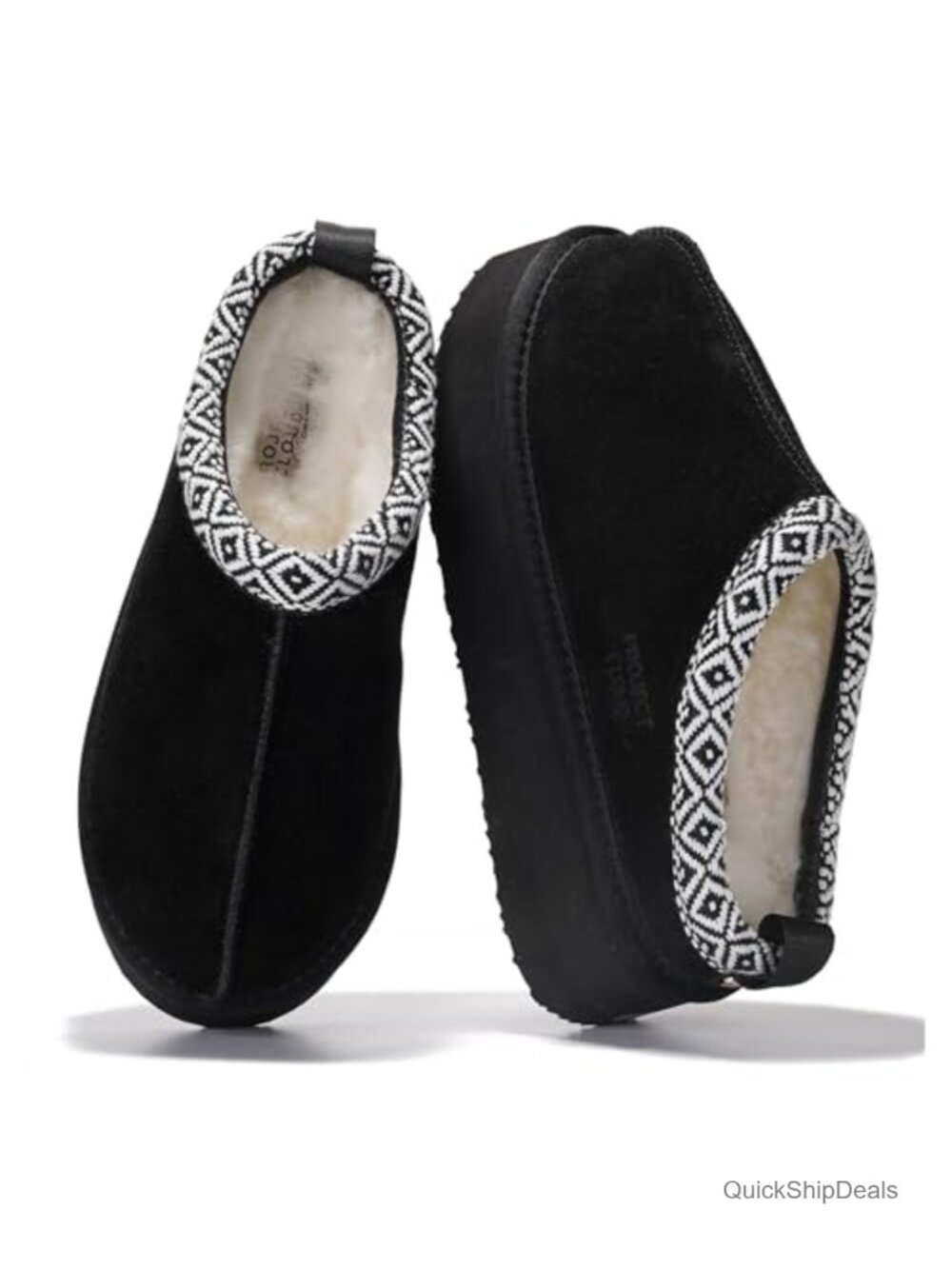 Genuine Leather Slippers with Genuine Shearling Lining Memory Foam Women